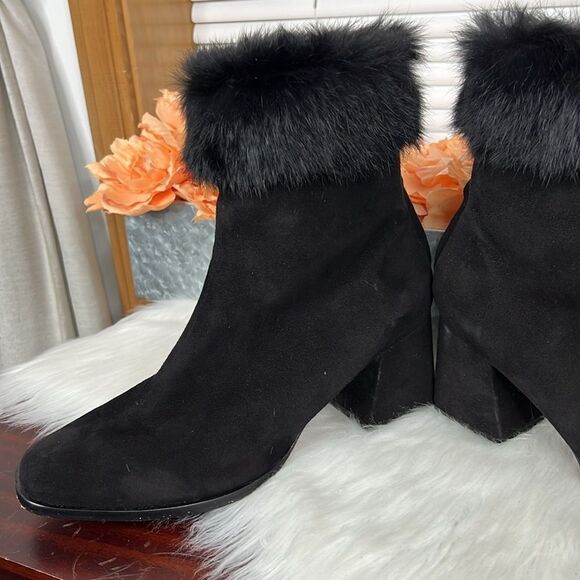 SCHUTZ Ketlyn Fur Trim Suede Boots Sz 10 - Picture 7 of 14